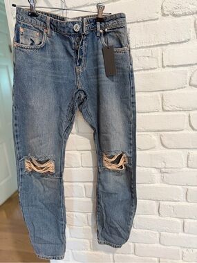 One Teaspoon Colorado Blue Denim Jeans with intentional holes at knees